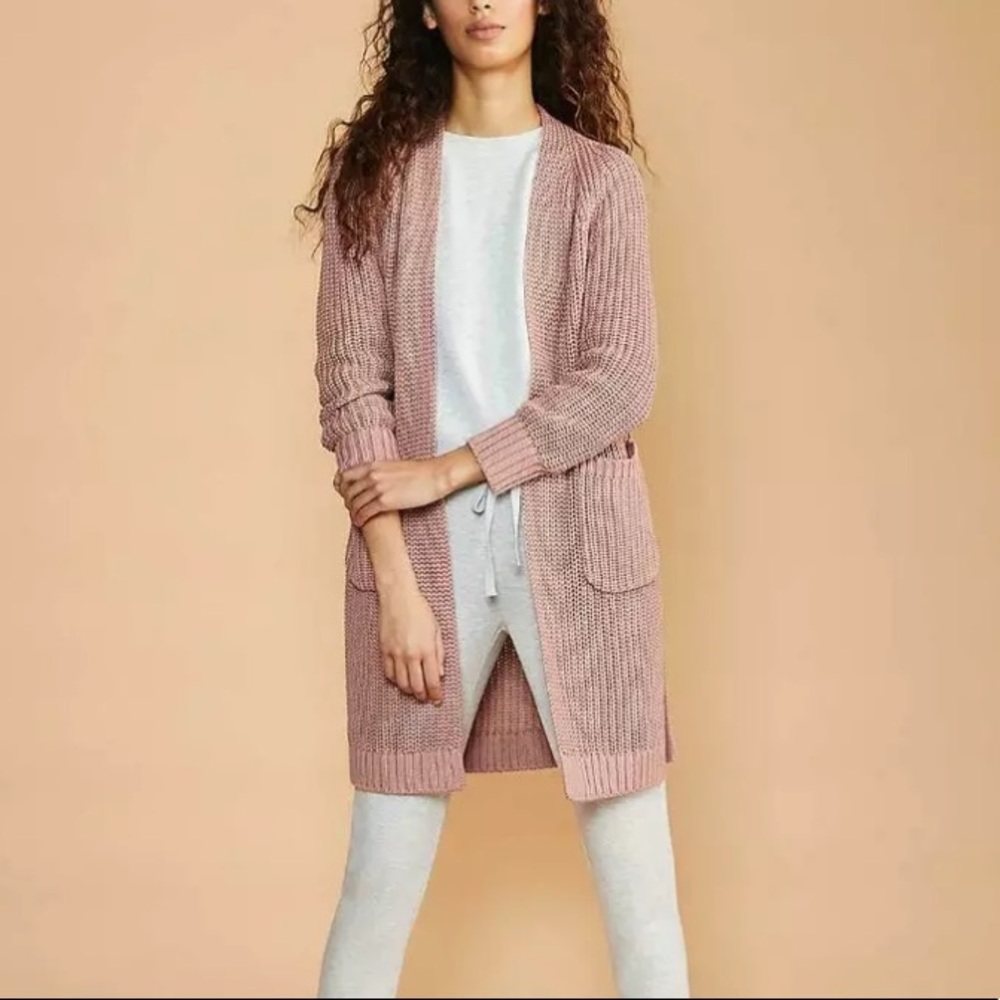 Lou & Grey Stitchy Pocket Open Cardigan - Blush